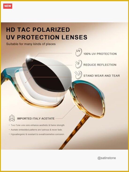 Acetate Cat-Eye Polarized Sunglasses UV Protection Gift Set Handmade main image 4